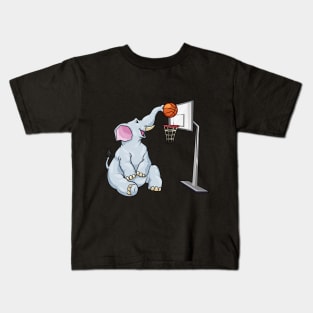 Elephant as basketball player with basketball Kids T-Shirt